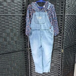Osh Kosh B'gosh Denim Overalls Carters Floral Top SZ 5T